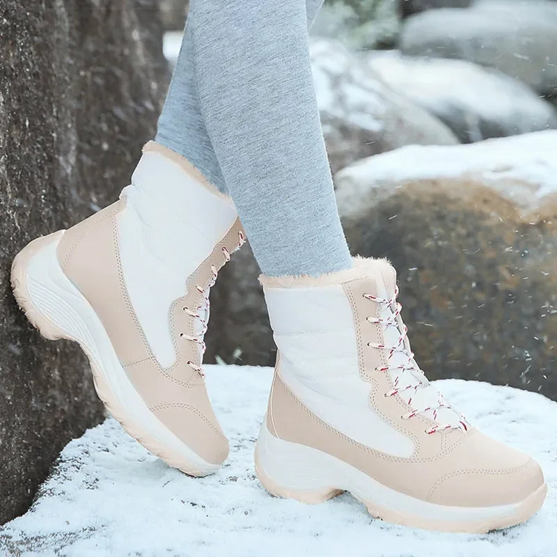 Women Boots Winter Platform Heels Snow Boots for Wamen 2023 Trend Fur Warm Ankle Boots Female Plush Winter Waterproof Shoes