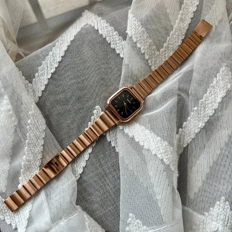 Hot Sale Women Quartz Watch Square Dial Stainless Steel Bamboo Strap Casual Fashion Wristwatch Reloj De Mujer Dropshipping