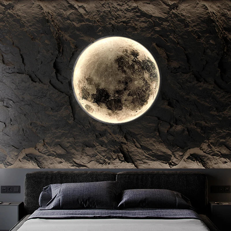 Moon wall lamp bedroom bedside moon lamp living room TV background wall light luxury creative room decoration wall hanging  lamp