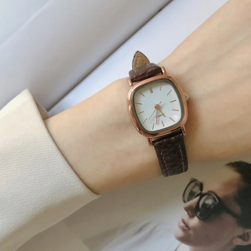 Retro Brown Women Watches Qualities Small Ladies Wristwatches Vintage Leather Bracelet Watch Fashion Brand Female Envío Gratis