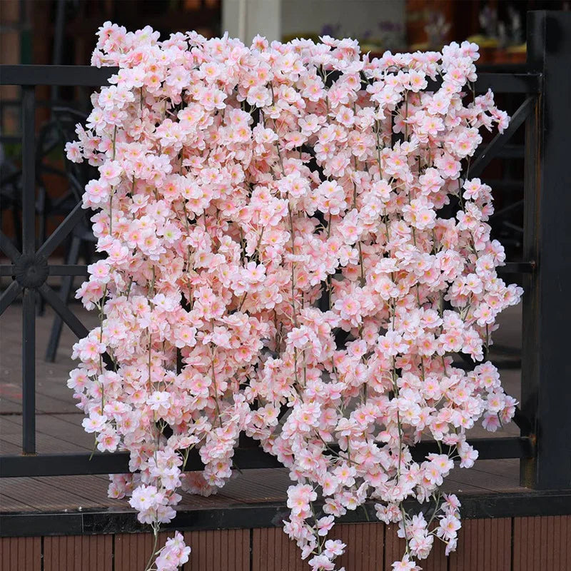 180cm Artificial Flowers Cherry Blossom Sakura Garland Wedding Arch Garden Backdrop Home Party Decoration Silk Fake Plants Vine