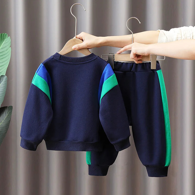 Spring Teenage Boy Clothes Children's Embroidery Letter Sweatshirt and Pants Set Fashion Top and Bottom 2 Pieces Tracksuit