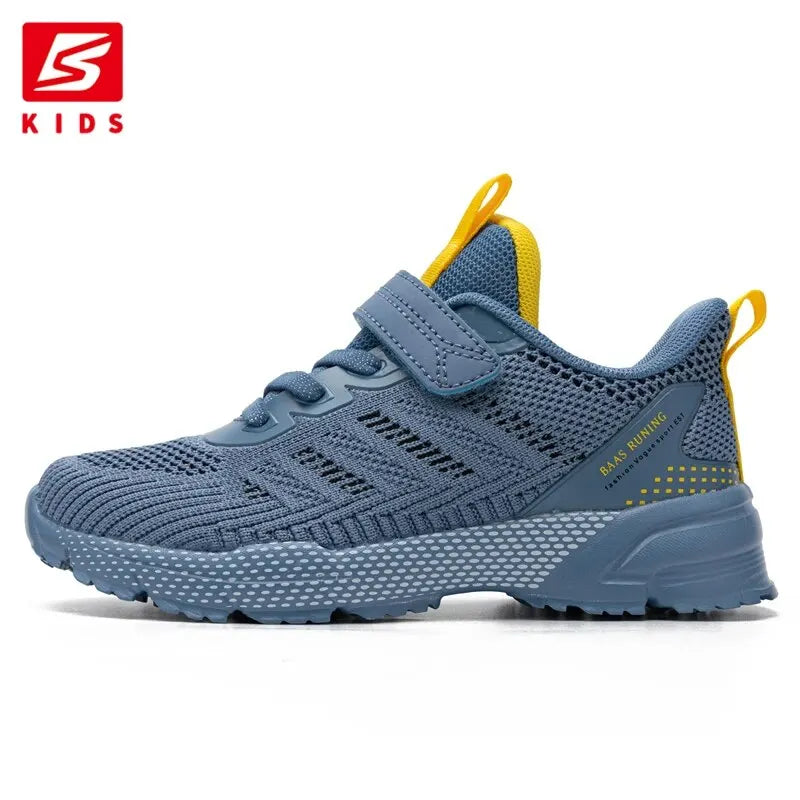 Baasploa Children Sport Shoes Lightweight Running Shoes For Boys Kids Summer Breathable Casual Sneakers Hookloop Antiskid Outdo
