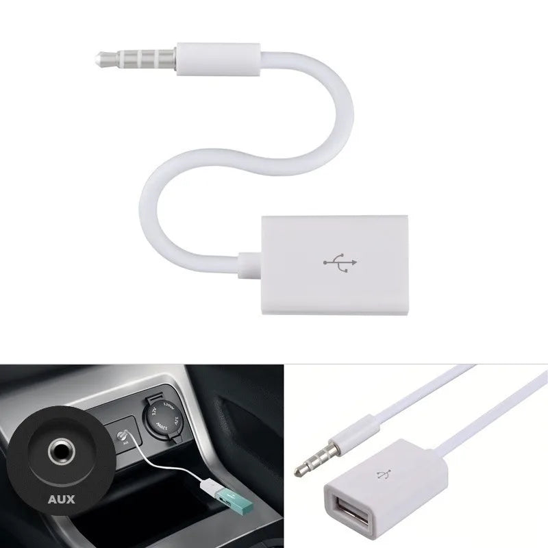 Mini Jack 3.5mm AUX Audio Plug To USB 2.0 Converter Adapter USB Aux Cable for Car MP3 Speaker U Disk USB Flash Drive Accessories