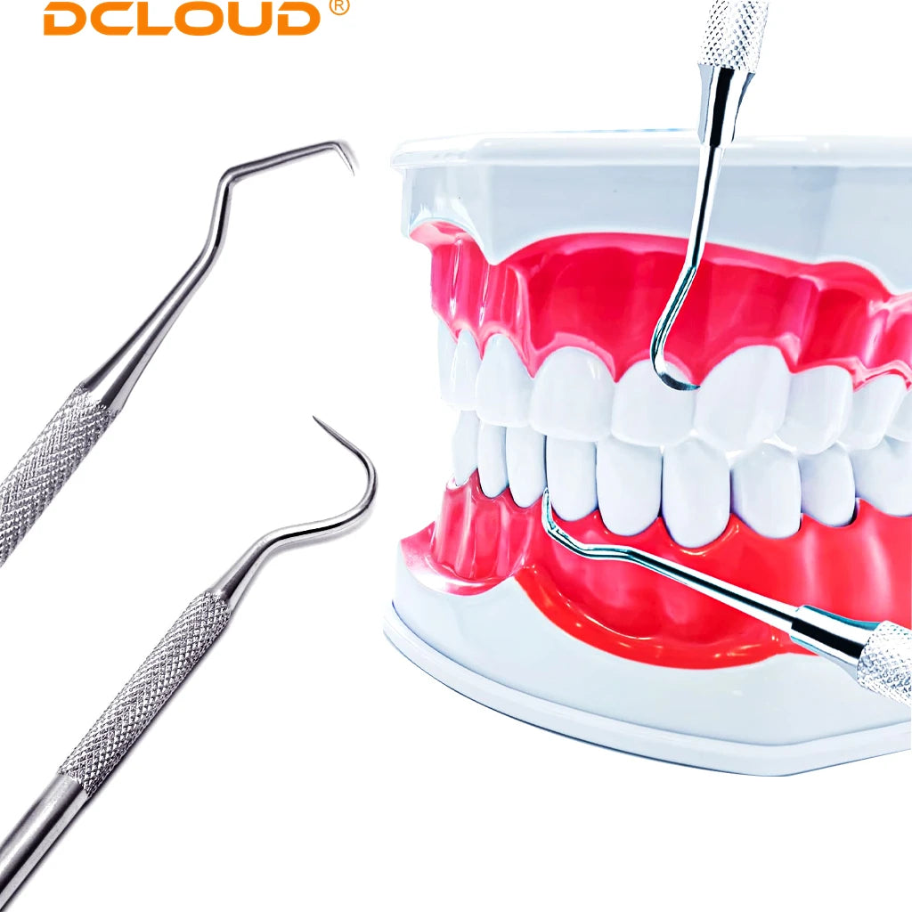 1/5Pcs Double Ends Dentist Teeth Clean Hygiene Explorer Probe Pick Hook Stainless Steel Tools Dental Tartar Scraper Remover