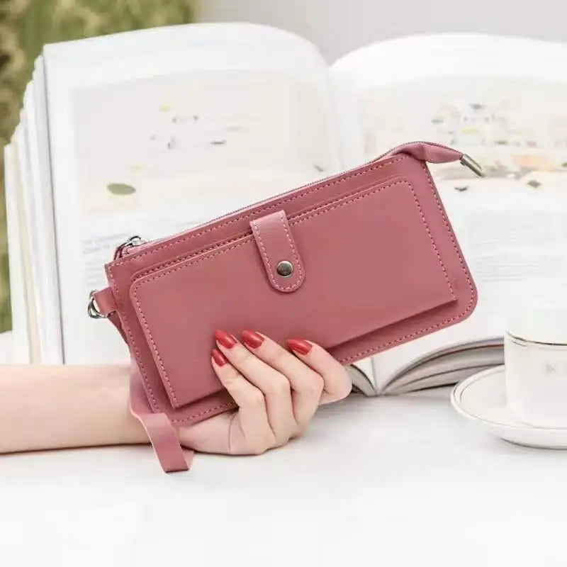 Multifunctional Fashion Women's Wallet 2022 New PU Leather Long Wallets Multi-card Position Clutch Buckle Zipper Student Wallet