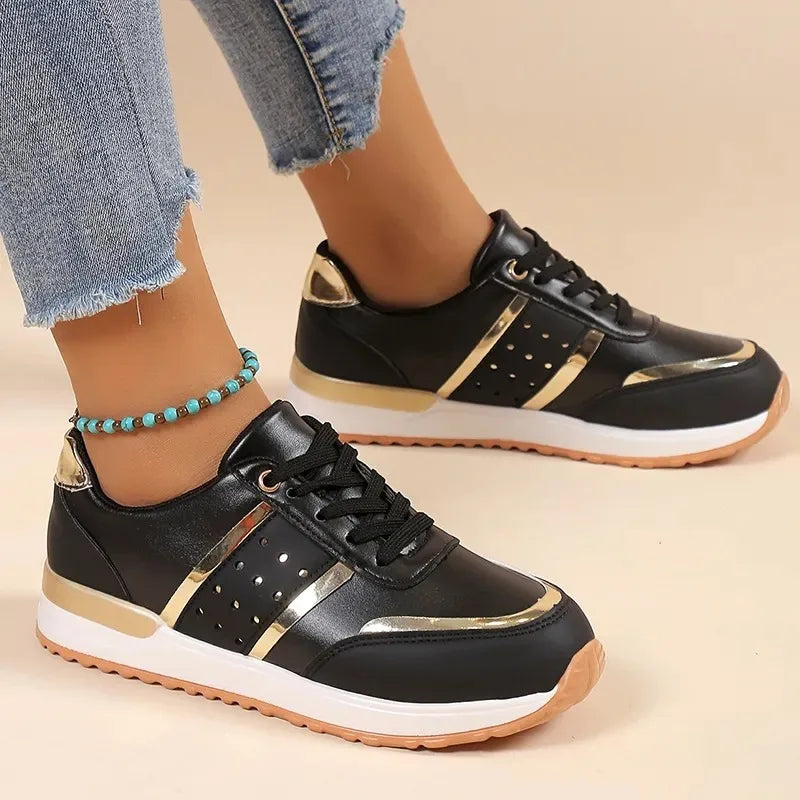Women Sneakers Platform Shoes Leather Patchwork Casual Sport Shoes 2023 Ladies Outdoor Running Vulcanized Shoes Zapatillas Mujer