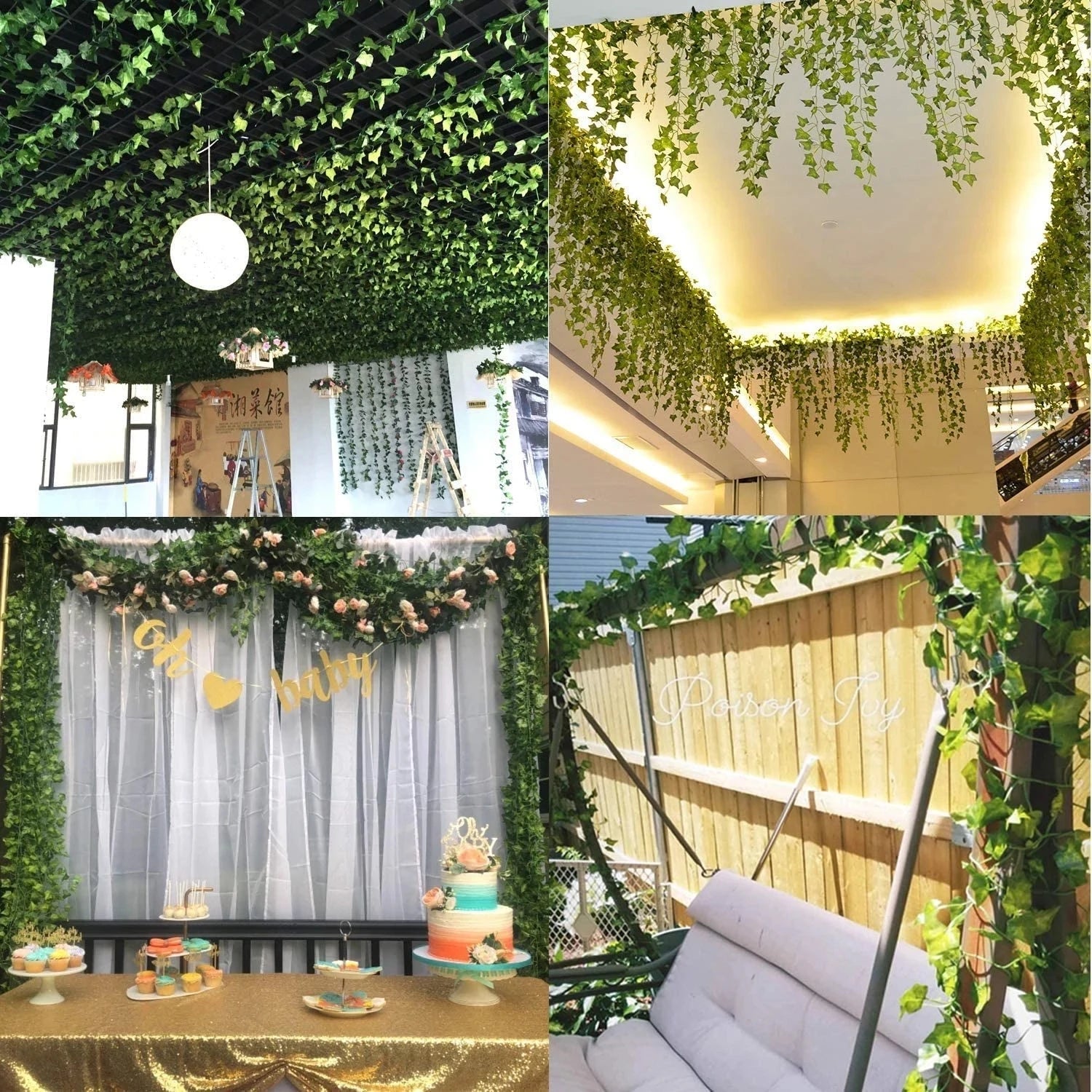 200CM Artificial Plants Creeper Green Silk Ivy Leaf Garland Wall Hanging Vine Rattan Leaves Home Wedding Party Decoration Plants