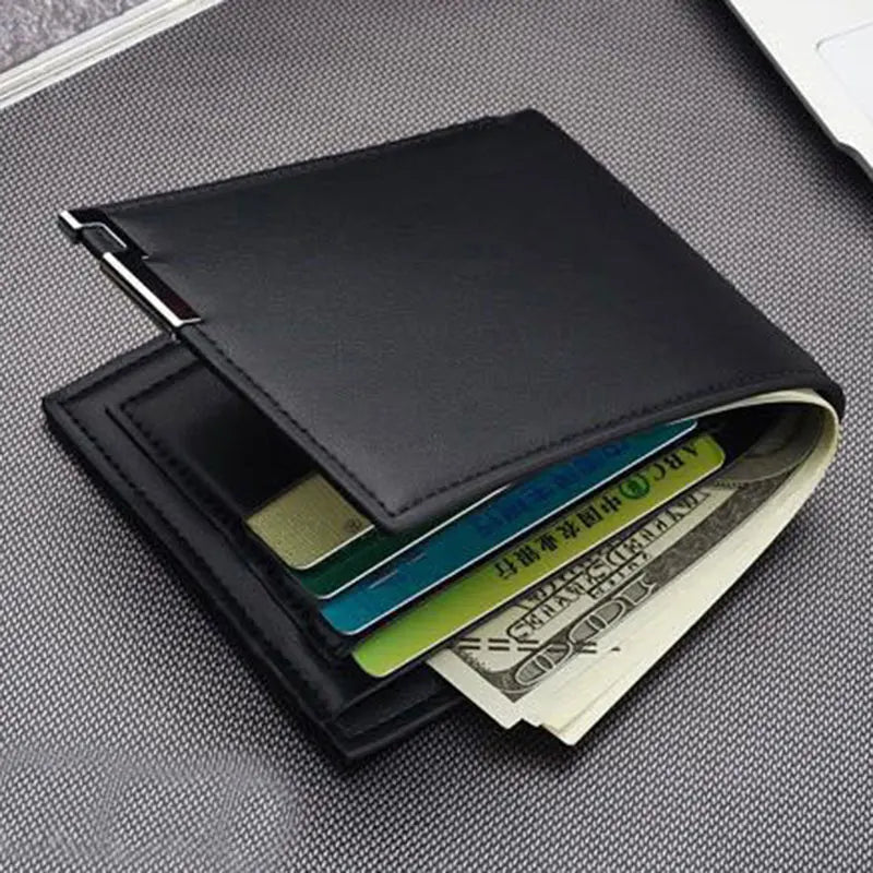 Short Men Wallets Card Holder Photo Holder Slim Male Print Wallet High Quality PU Leather Money Bag New Kpop Small Men's Purse