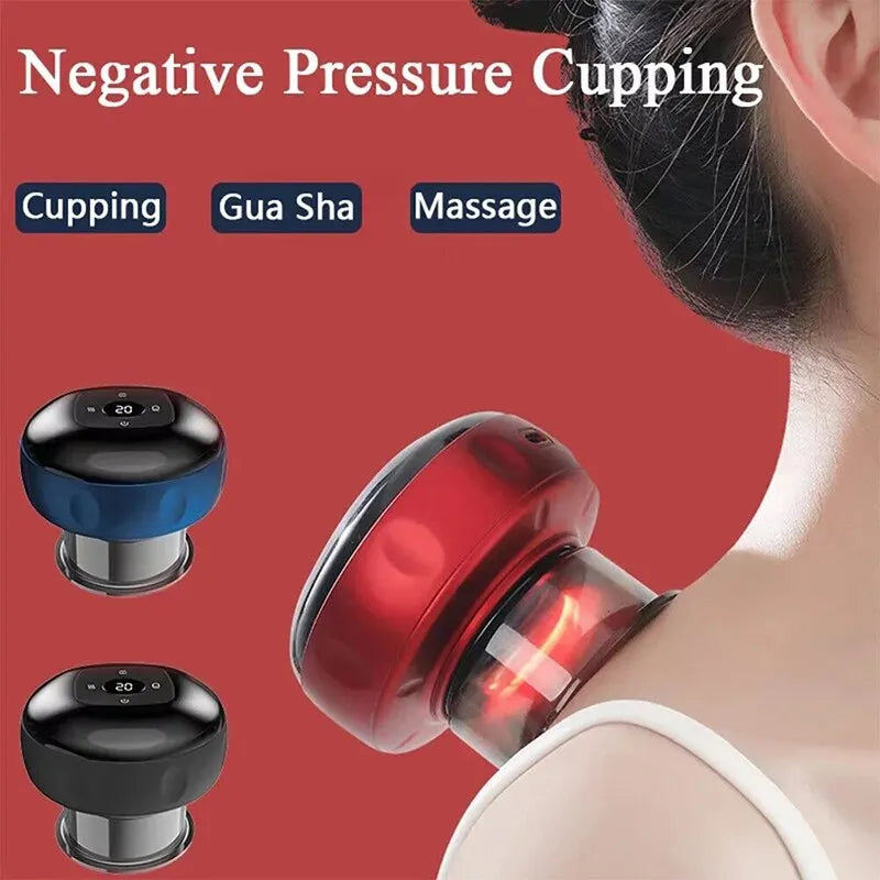 Body Scraping Massage Smart Electric Vacuum Cupping Heating Suction Cup Device Back Neck Arm Massger