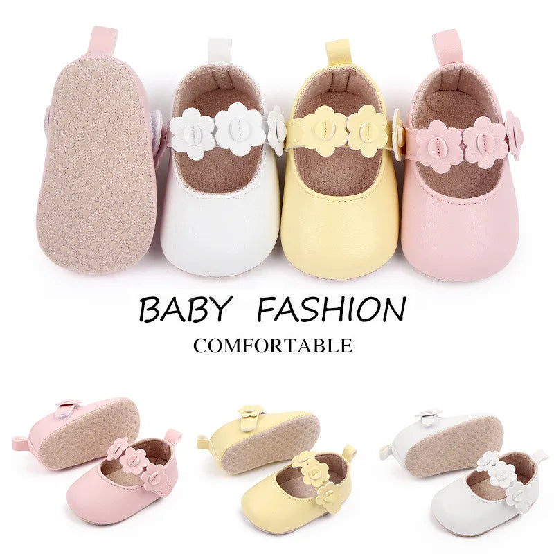 0-2 Years Baby Girls PU Leather Shoes Spring Autumn Flower Infant Toddler Little Girl First Walkers Newborn Crib Shoes