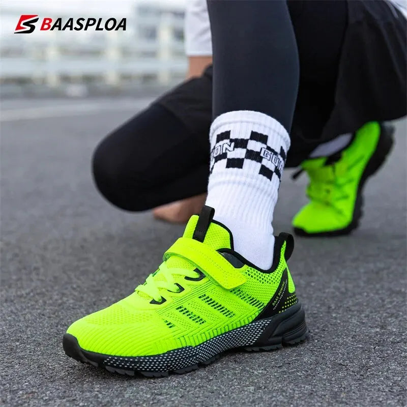 Baasploa Children Sport Shoes Lightweight Running Shoes For Boys Kids Summer Breathable Casual Sneakers Hookloop Antiskid Outdo