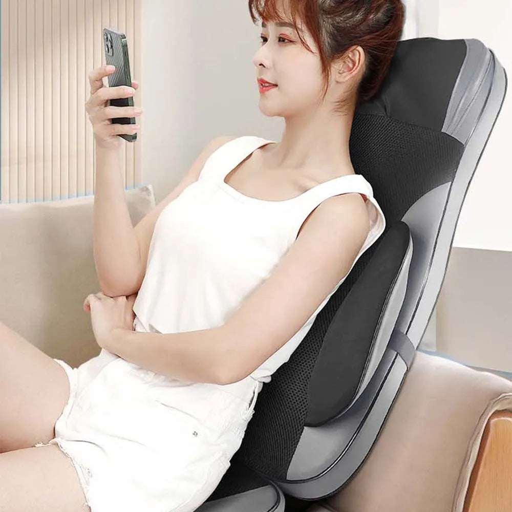 Electric Full Body Massage Chair Neck Back Waist Leg Infrared Heating Vibration Kneading Shiatsu Cushion Seat Relaxation