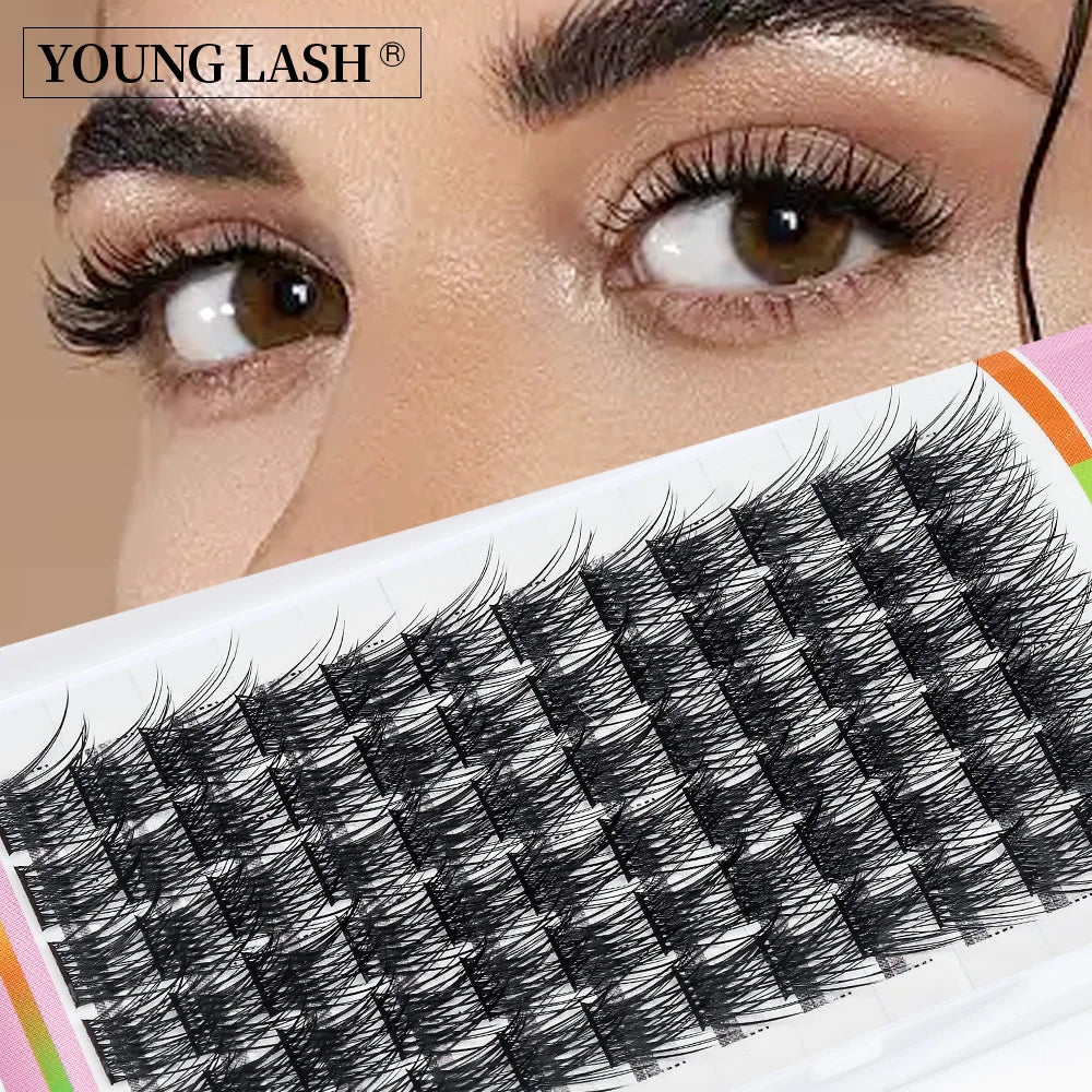 YOUNG LASH DIY  Eyelash Extension  Fluffy Volume Individual Clusters Lashes 72 Volume Natural Eyelash  DIY At Home