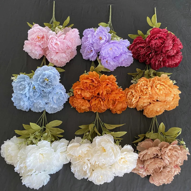 Simulation Seven Peony Silk Flowers Bouquet Home Living Room Table Decoration Wedding Decoration Artificial Flowers Fake Flower