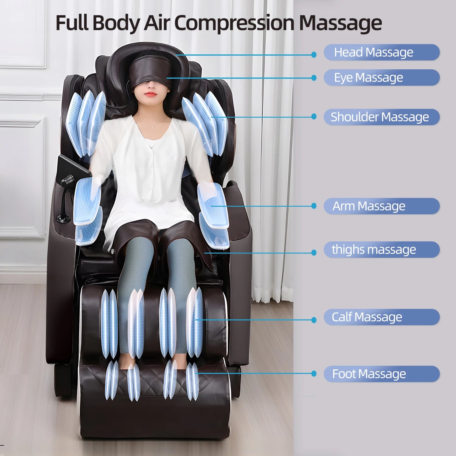 3 Year Warranty UKLife Home Office 4D Heating eye Massage Chair Full body Airbag Wrapped Zero Gravity Massage Sofa