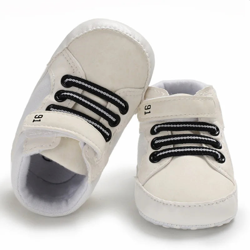 Newborn Boys' Middle Top and High Top Fashion Sneakers Boys' and Girls' Casual Soft Soled Bottom Anti Slip First Walkering Shoes