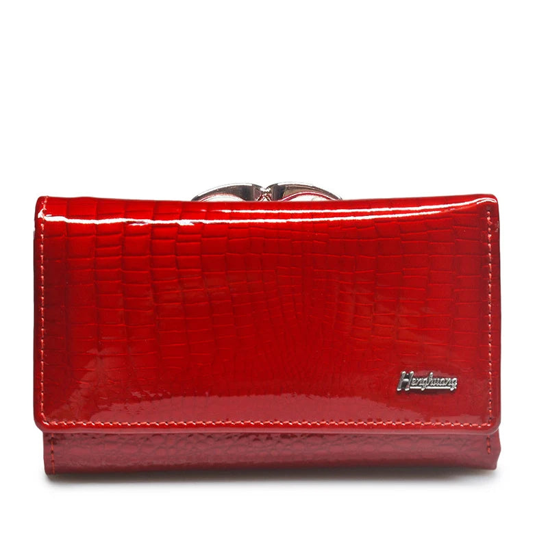 Genuine Leather Wallets for Women Luxury Designer Wallet Ladies Purses Shiny 2022 Fashion Handbag Female Serpentine Clutch Bag