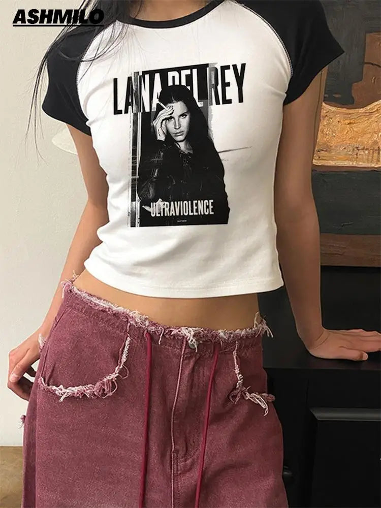 Lana Del Rey Clothing Aesthetics Y2K Tshirt T Shirt Funny Print Fans Crop Top Streetwear Ladies Summer Tshirts Clothes For Women