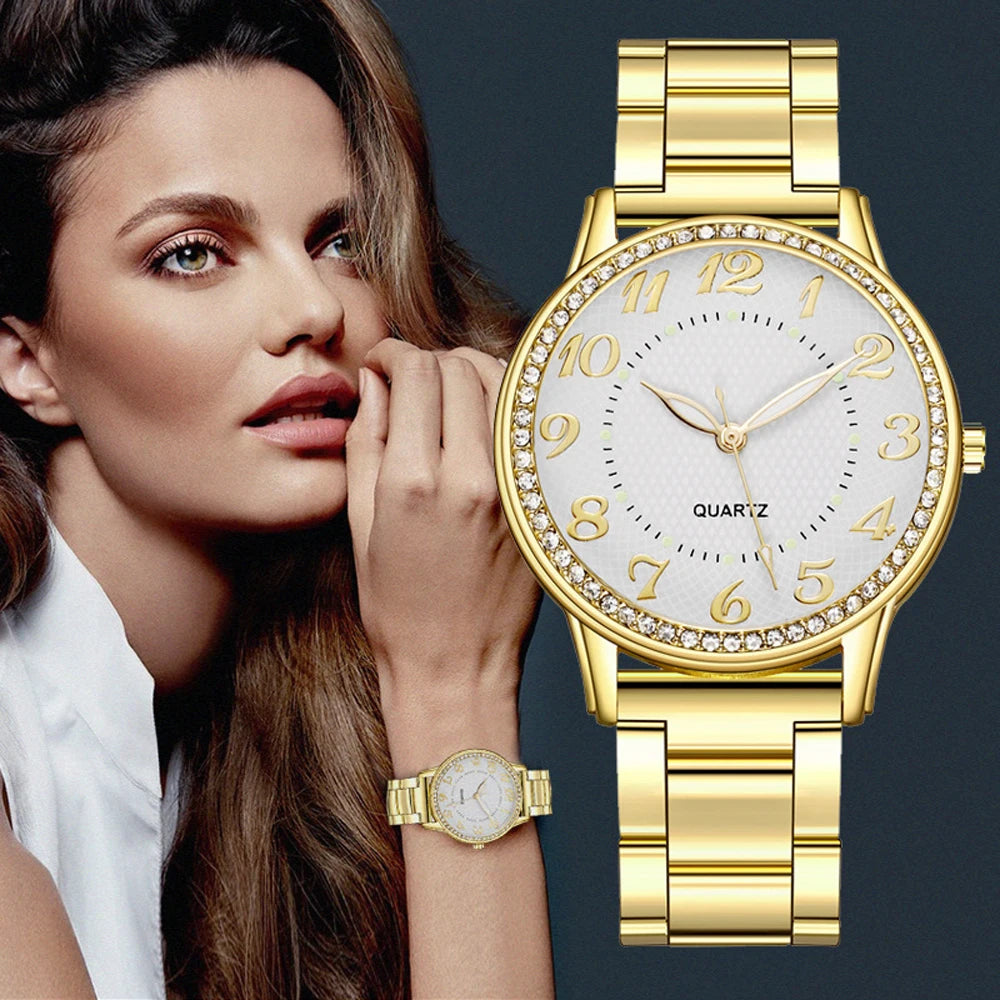 Elegant Dress Mesh Belt Rhinestones Quartz Watches  Luxury  Bracelet Quartz Watches for Women  BusinessClock Relogio Feminino