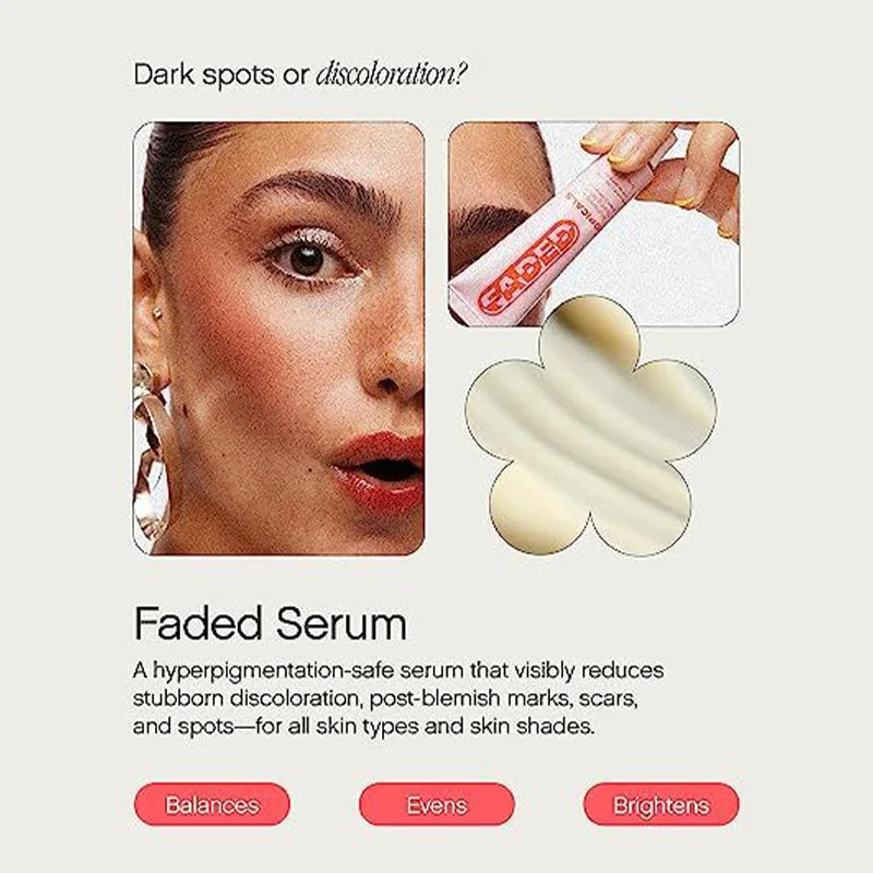 15ml Faded Brightening Clearing Serum Whitening Improve Uneven Skin Tone Facial Cream Remove Acne Marks Spots Scars Facial Care