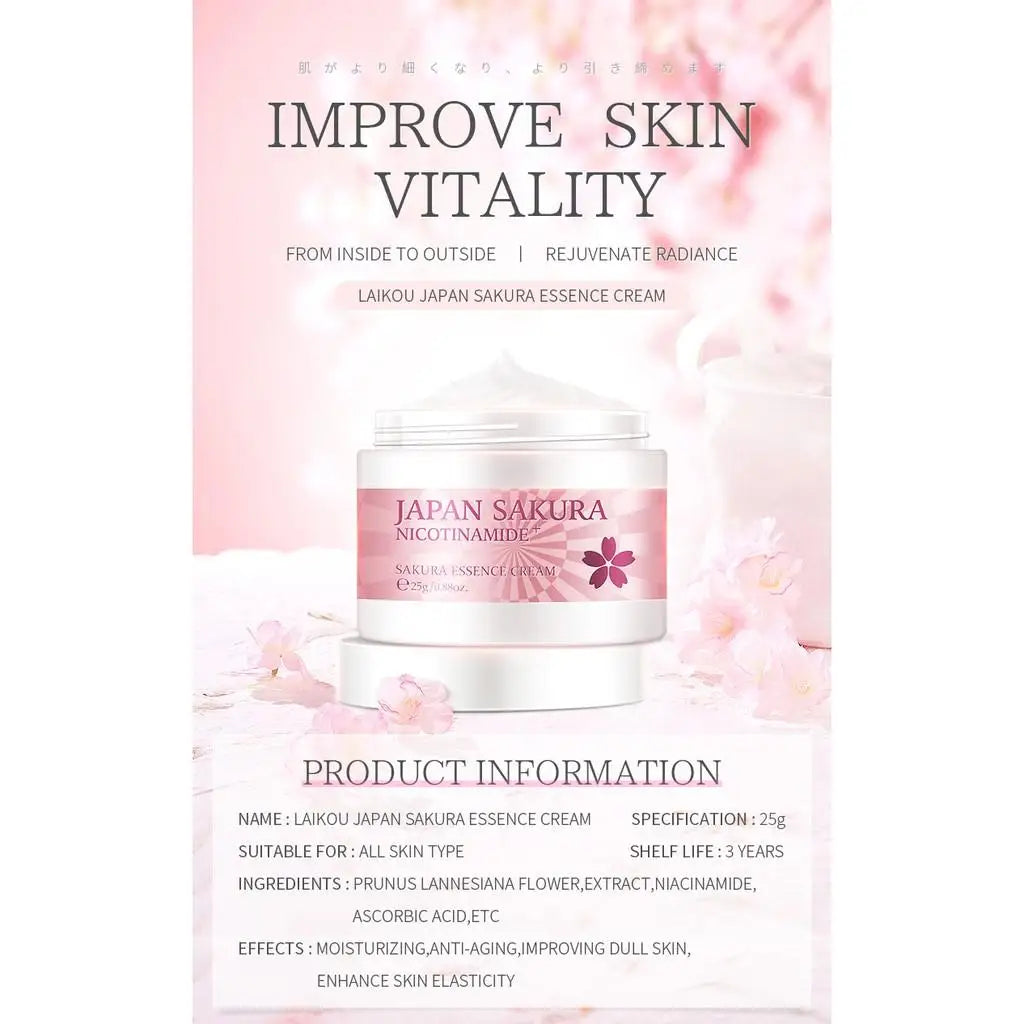 Japan Sakura Essence Cream Hyaluronic Acid Anti-Aging Winkles Serum Moisturizer Cherry Blossoms Whitening Cream Skin Care
