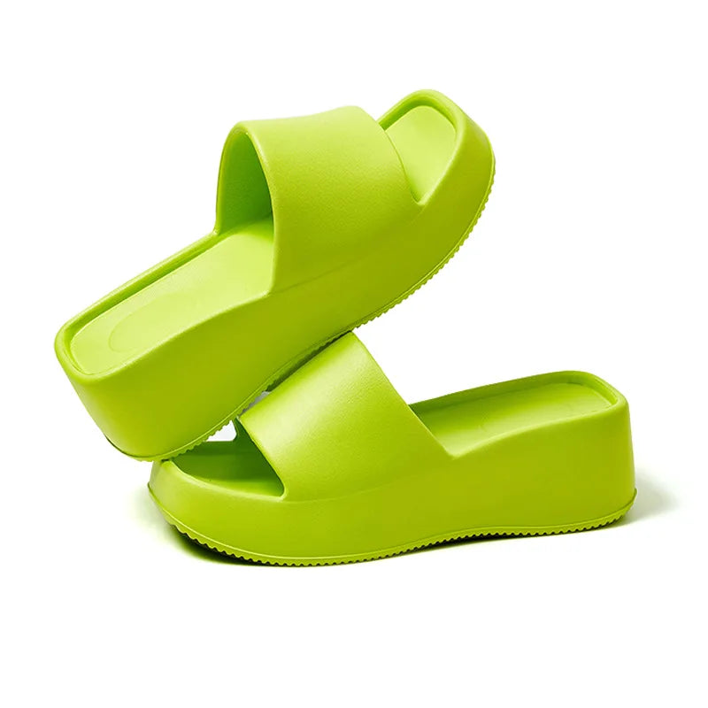 Women Fashion Slippers 6cm Wedge Heel Outdoor Indoor Slides Eva Soft Flip Flops Thick Sole Anti-Slip Sandals for Girls