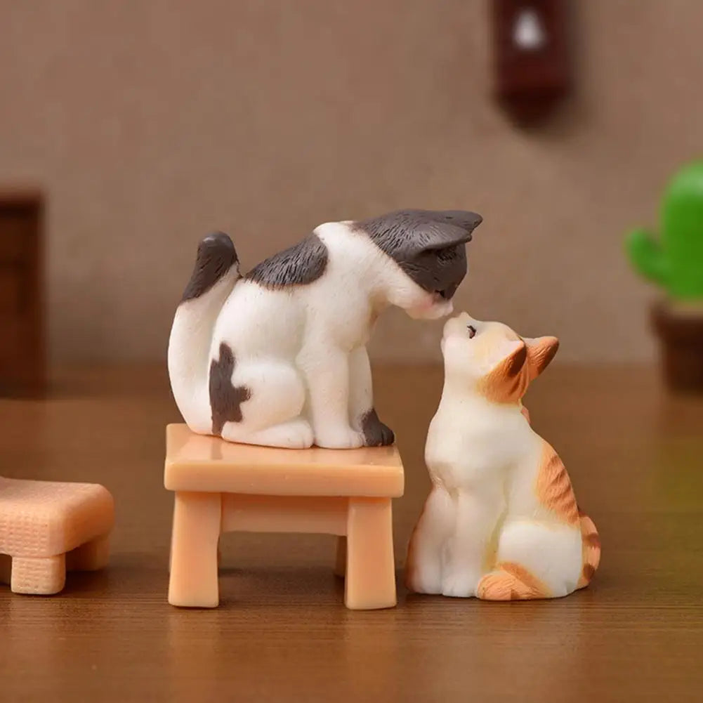 Cat Ornament Animal Image Exquisite Workmanship Realistic Mini Cat Crafts Miniatures Figurines Kitten Accessories Home Decor
