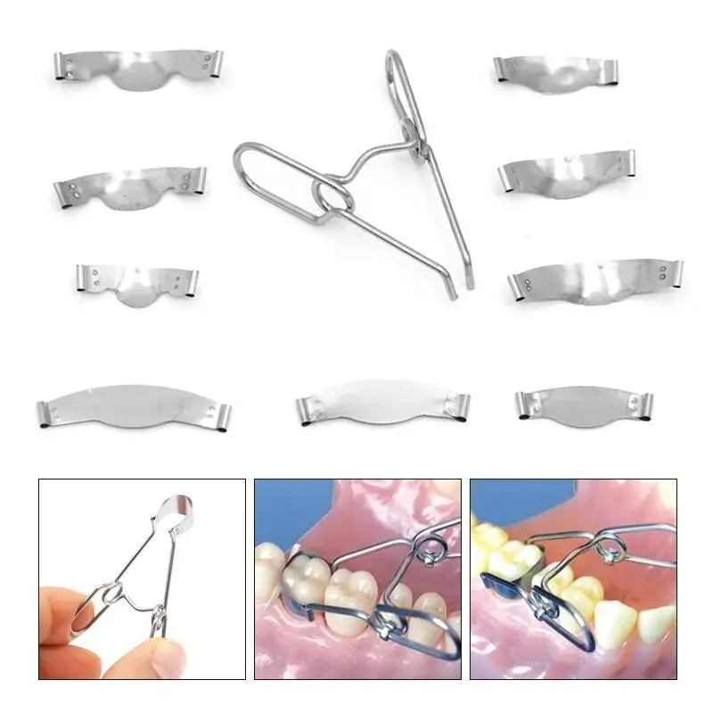 Dental Saddle Contoured Metal Matrices Matrix Universal Kit with Spring Clip No.1.330 Dentist Tools