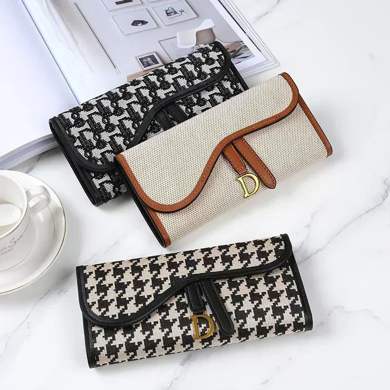 Retro Wallet Women's Long Large Capacity Buckle Multi Carda Multi Functional Trifold Handbag Card Wallets Coin Purse Cute Wallet