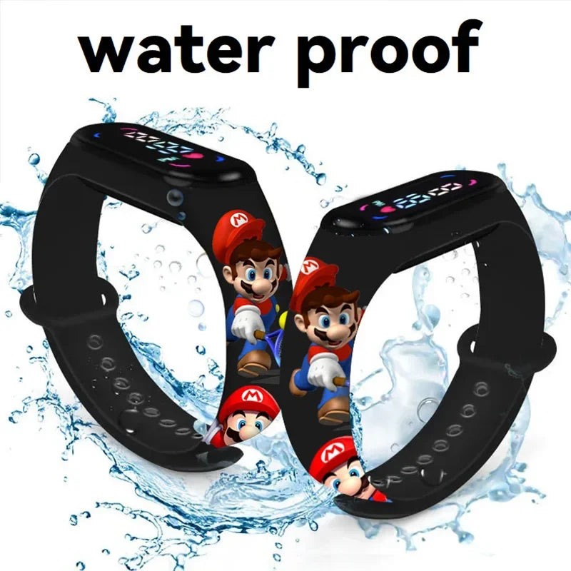 Mario Bros Children's Watches Action Figures Luigi Princess Peach Yoshi Bowser kids Sport Wristband Waterproof Digital Watch Toy