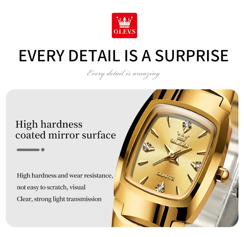 OLEVS 7006 Couple Watch for Men and Women Tungsten Steel Strap Waterproof Date Clock He and Her Watch Sets for Gifts Lover Watch