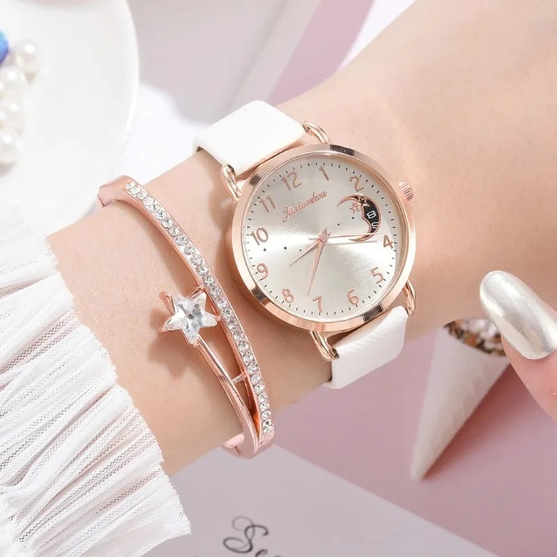Women Fashion White Watch Quartz Leather Ladies Wristwatches 2024 New Brand Simple Number Dial Woman Clock Montre Femme Relojes