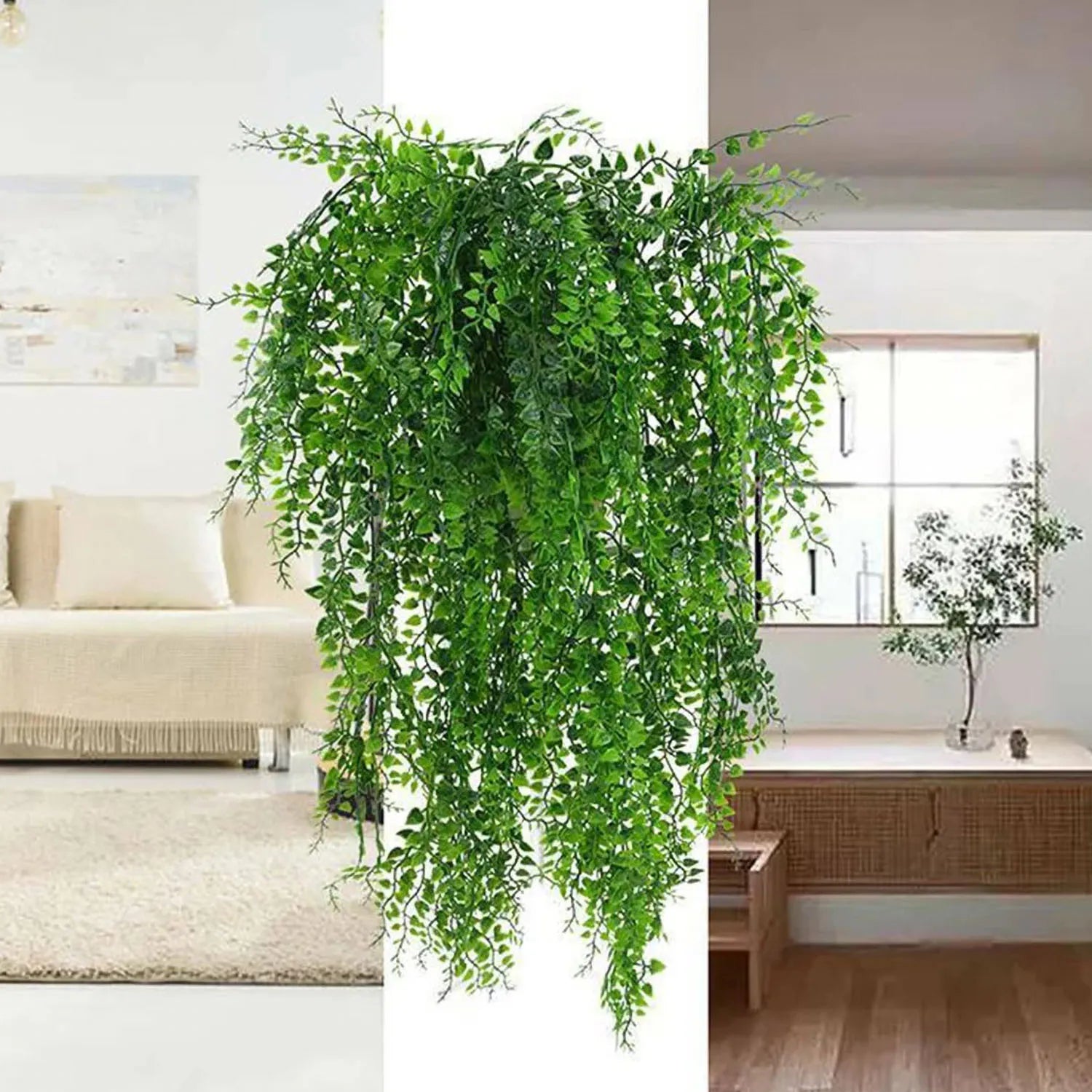 Artificial Plant Persian Fern Leaves Vines Room Home Garden Decoration Accessories Party Wedding Wall Hanging Balcony Decoration