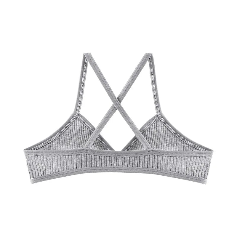 Comfort Tube Top Cotton Bras For Women Thin Style Unlined Bralette Sexy Deep V Triangle Cup Cross Beauty Back Bra lingerie top
