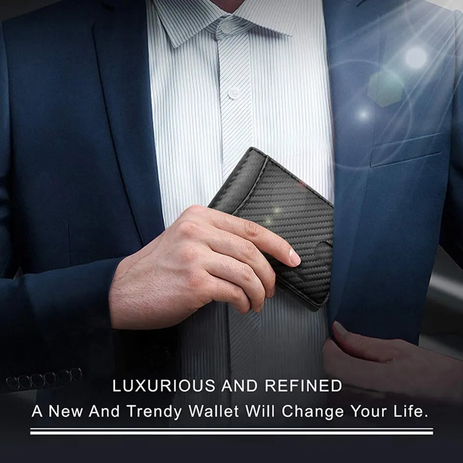 Rfid Carbon Fiber Men Wallets Card Holder Money Bag Slim Thin Mini Wallet Male Small Short Purse Black Walet Billfold Vallet