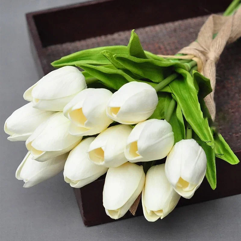 5 Pieces Tulips Artificial Flowers Bunch Home Decor Real Touch Tulip Flowers for Decoration Wedding Bridal Bouquet Fake Flowers