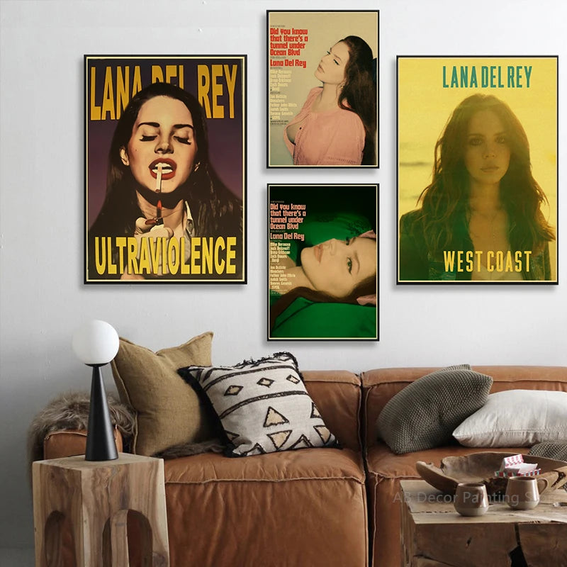 Lizzy Grant Lana Del Rey Posters Retro Kraft Paper Prints Music Album Poster Vintage Home Room Decor Aesthetic Art Wall Painting