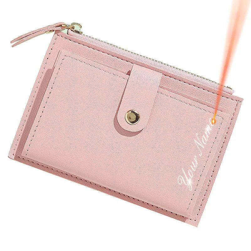 2023 New Short Women Wallets Free Name Engraving Slim Card Holder Female Purses Cute Simple High Quality Brand Women's Wallet