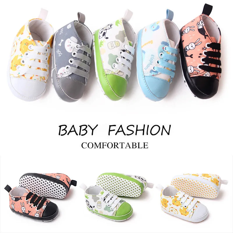 Spring Autumn 0-1 Years Old Baby Shoes Baby Boys Baby Girls Cartoon Canvas Shoes Baby Softsole Toddler Shoes