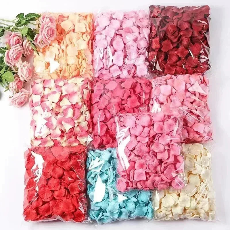 2000/100Pcs Artificial Fake Rose Petals Colorful Simulation Silk Rose Petal For Valentines Day Wedding Party Romantic Decoration