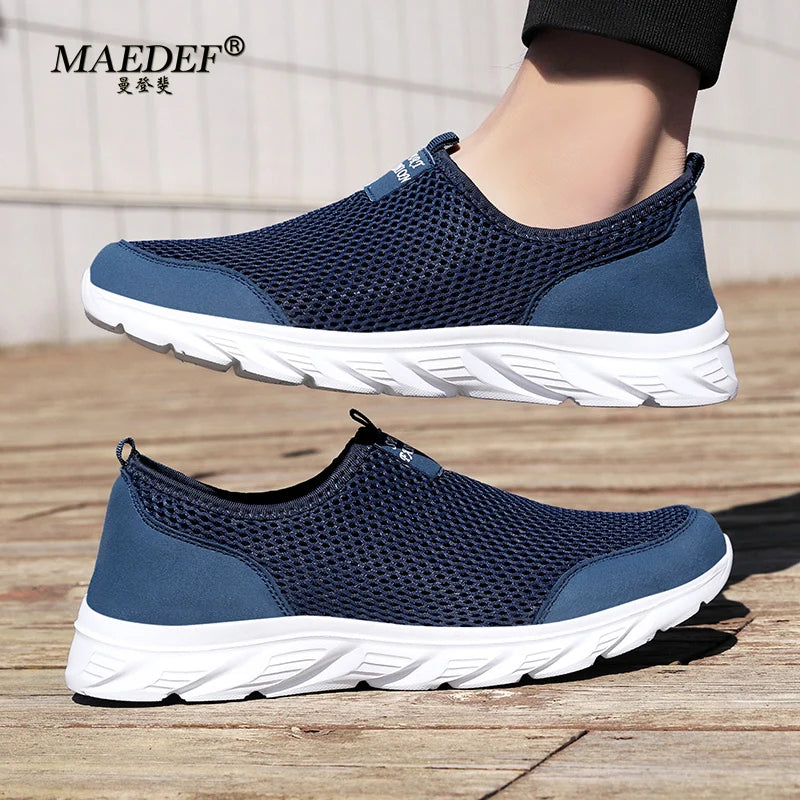 MAEDEF Sneakers Men Summer Casual Shoes Men Mesh Breathable Outdoor Non Slip Sports Shoe Slip on Loafers for Men Plus Size 38-46