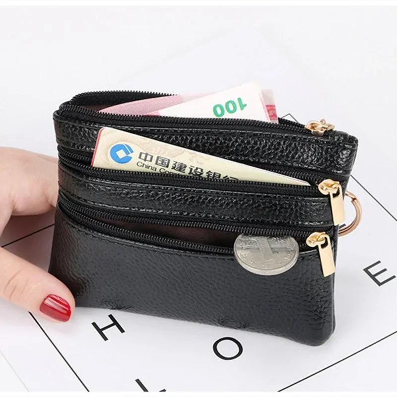 2023 Fashion Women Wallet Clutch Three Zip Female Short Small Coin Purse New Brand Design Soft Mini Card Holder Wallet Money Bag