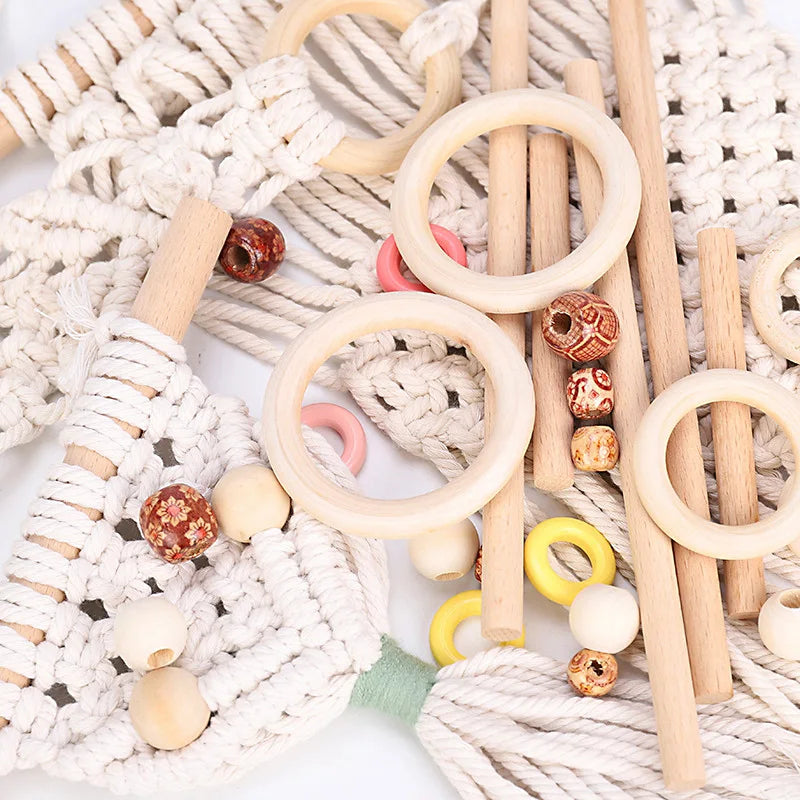 25-80mm Natural Large Wooden Rings Hoop For DIY Macrame Tassel Craft Circular Baby Teething Toys Home Connector Decoration Tools