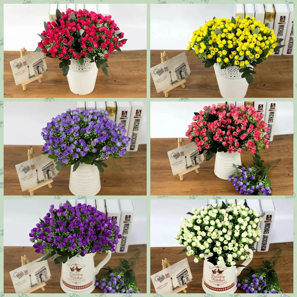 36heads/ 1Bunch Artificial Flower Milan Bud Small Rose Bud DIY Wedding Decoration Peonies Hotel Decor Bouque Artificial Flowers