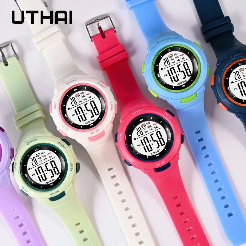 UTHAI CE49 Kids Watches Fashion Luminous Waterproof Alarm Clock Smart Watches Boys and Girls Student Electronic Watch Gift