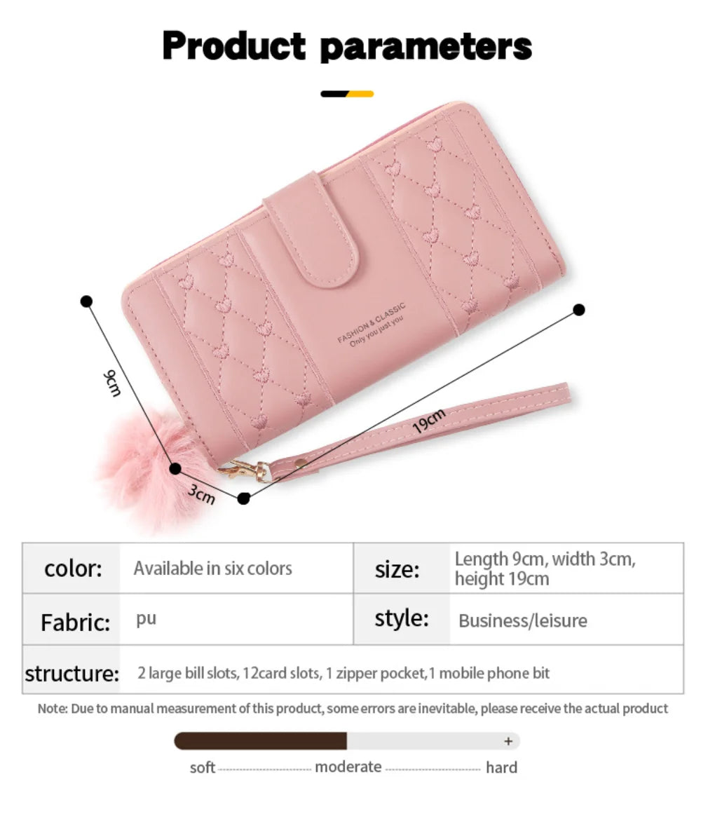 Women Long Wallet Pu Leather Card Holder Large Capacity Hasp Zipper Coin Purse Multi Card Organizer Cell Phone Wristlet Handbag