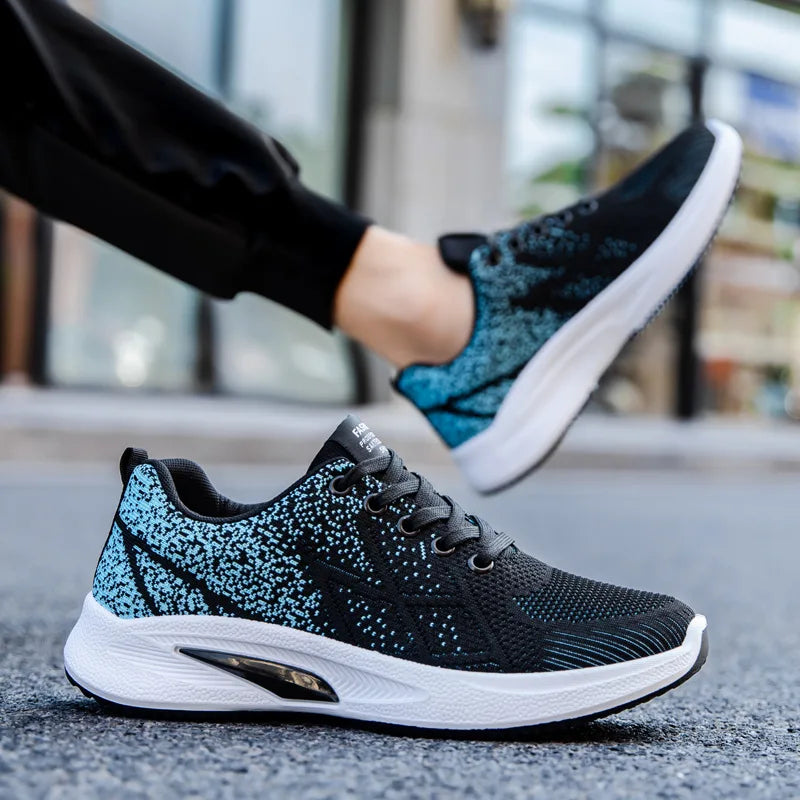 2024 New sports shoes for men with soft soles, comfortable running shoes, breathable flying fabric shoes, popular  leisure shoes
