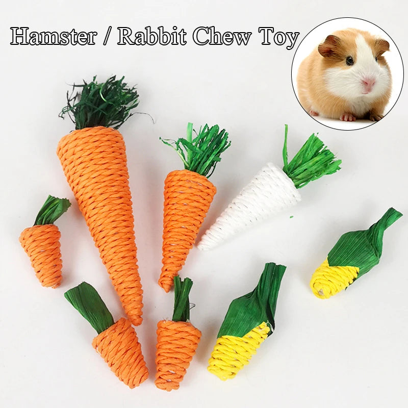 Rabbit Chew Toy Tooth Cleaning Bite Grind Teeth Toy Corn Carrot Woven Balls Small Animal Accessories Rabbit Pet Supplies